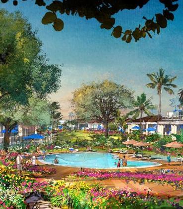 Lush landscaping over 16 acres will transform the once vacant beachfront Miramar Hotel into a world-class destination, reborn as the Miramar Resort and Bungalows.